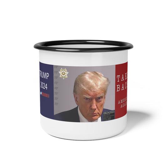 "Trumped Up Mug: Sip and Smirk with History's Twist!" 12oz  Enamel Camp Cup